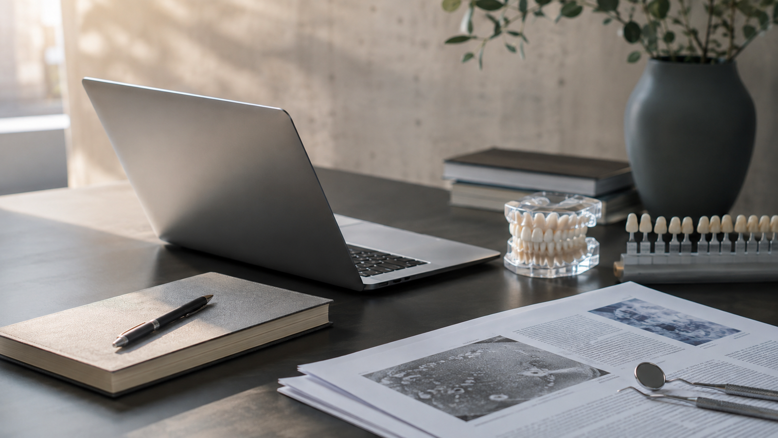 Espacio de trabajo minimalista con laptop y taza de café, imagen de bienvenida del blog de César Pomacóndor